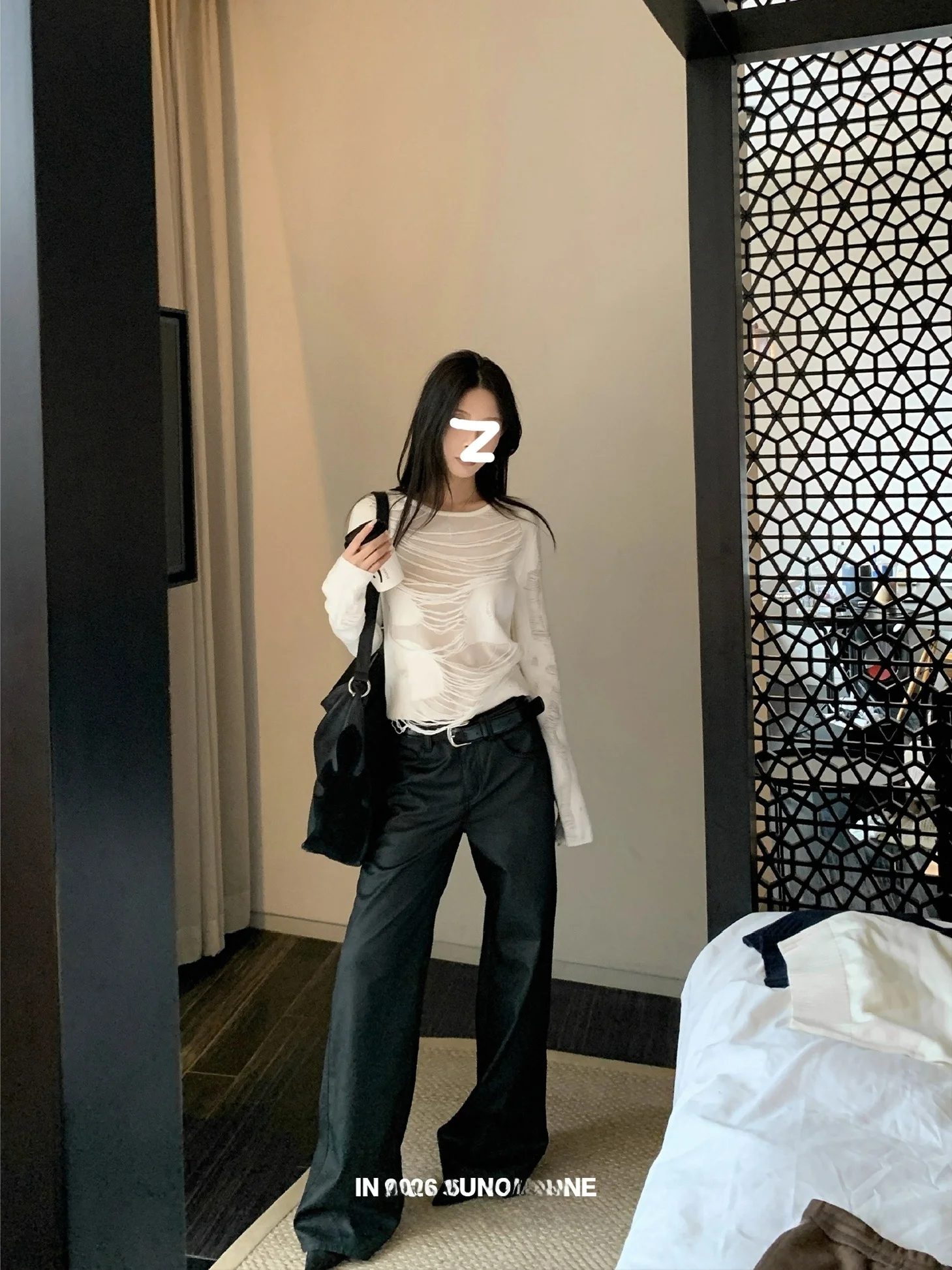 

SUONE Cotton-Like Linen Tassel Loose Design Shoulder-Length Long Sleeve Women's Spring Base Shirt Casual Style Loose Fit