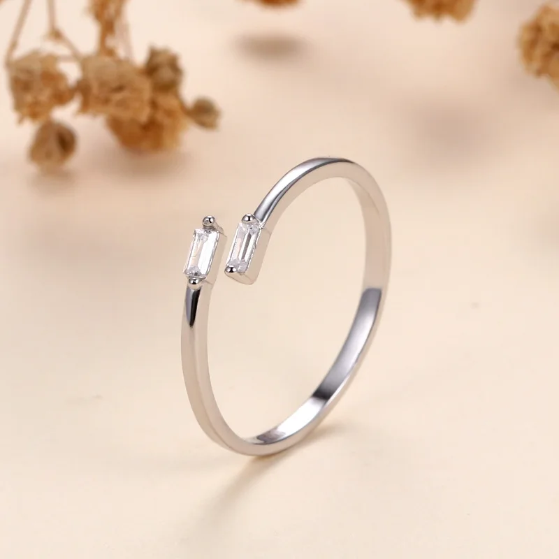 24 gold-plated silver Finger Rings For Women Open Crystal CZ Charm Rings Wedding Jewelry 2021 Trend Bague Femme Anillo A30
