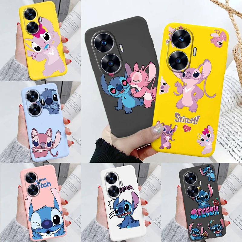 For Realme C55 4G Phone Cases Stitch Abomination Angel Anime Cartoon Cover For Realme C55 Shockproof Protective Silicone Shells