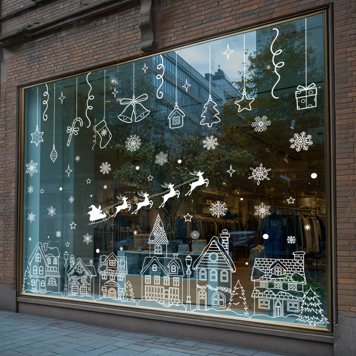9 أوراق (185 قطعة) ملصقات نافذة عيد الميلاد - شارات تتشبث ثابتة من مادة PVC، ديكور عطلة احتفالي مع رقاقات الثلج، النجوم، العطلات #2