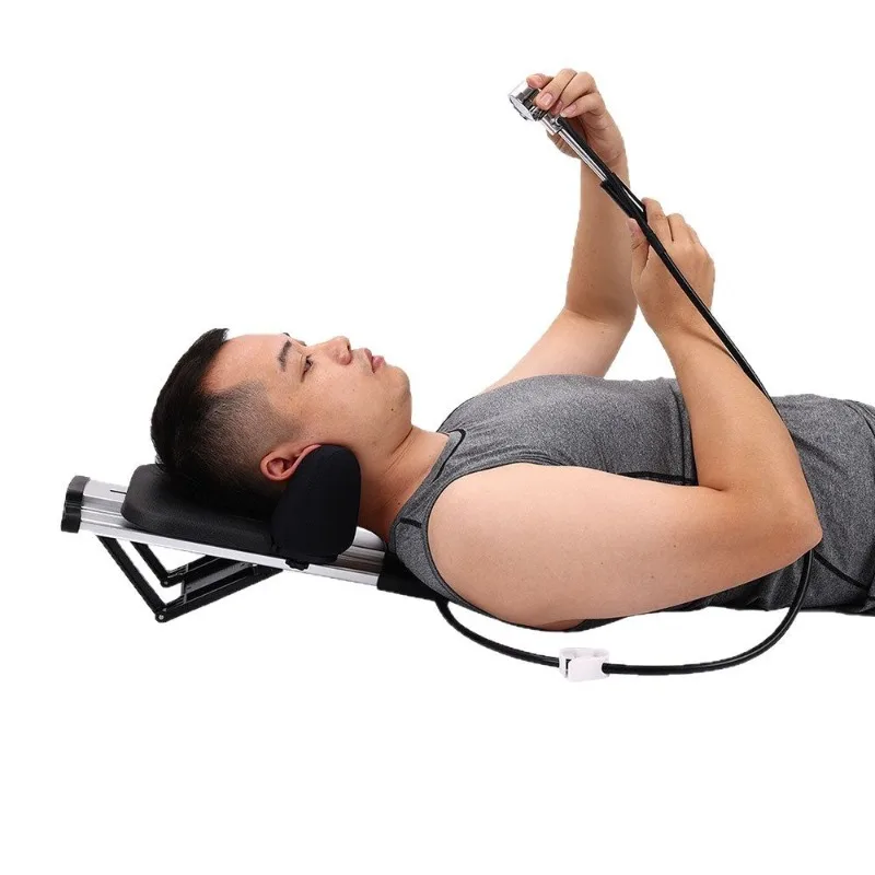Cervical traction and stretcher for spinal decompression and analgesia to relieve cervical pain