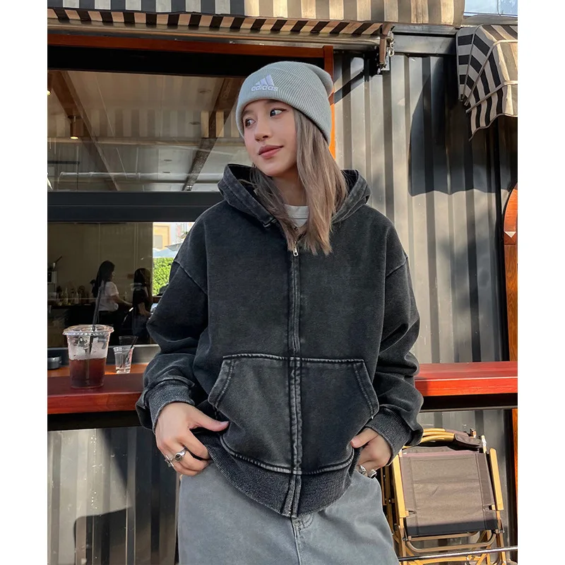 Cleanfit Short Oversized Boxyhoodies Women Street Hiphop Vintage Danim  Autumn 2024 Chic Chill