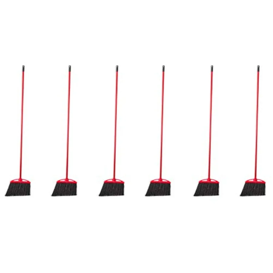 

Angle Broom With Metal Handle for Floor Cleaning and Sweeping 11 inches Wide 6-Pack Black Red