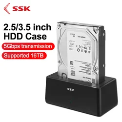 SSK USB 3.0 To SATA External Hard Drive Docking Station Enclosure Adapter for 2.5 & 3.5 Inch HDD SSD SATA Support UASP  HDD Case