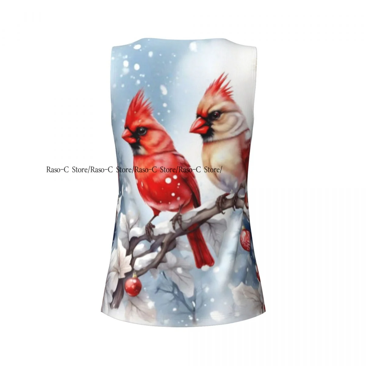 قمصان نسائية بدون أكمام للتمرين سريعة الجفاف بدون أكمام، قمصان رياضية جميلة على شكل طائر كاردينال على خلفية شتوية، قمصان لليوجا في صالة الألعاب الرياضية