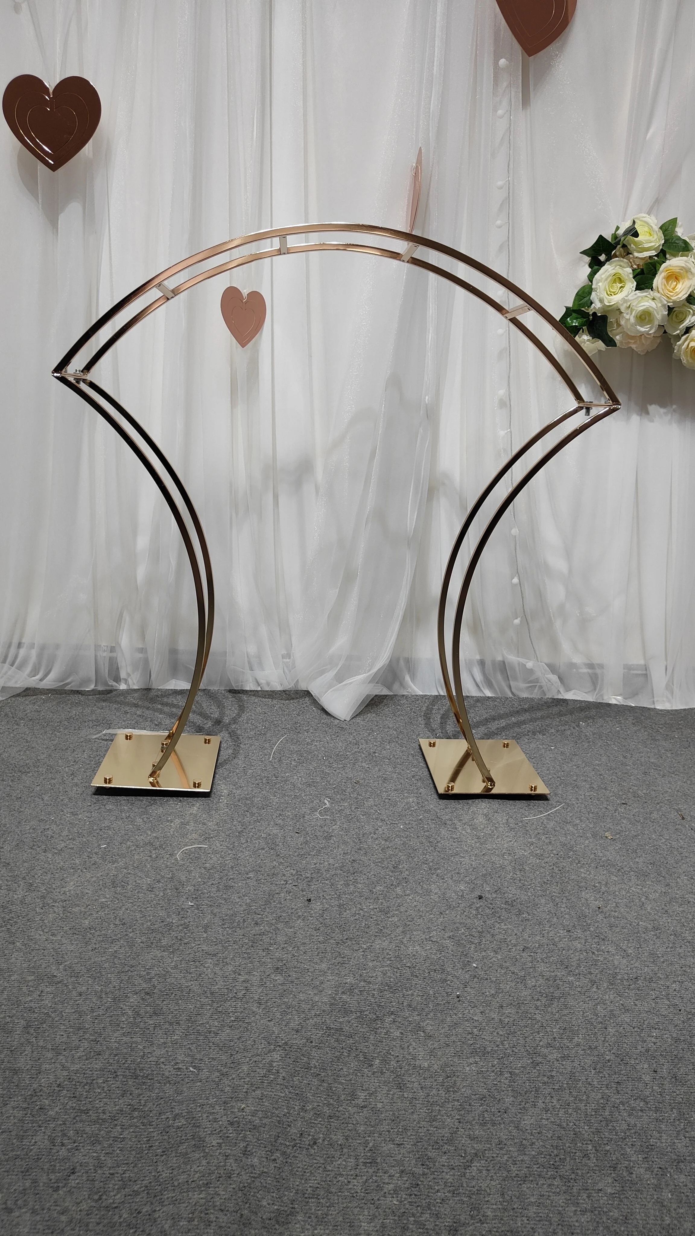 Gold Arch Stand Road Lead Wedding Table Centerpiece Flower Rack For Event Party Decoration