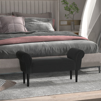 Homcom Footstool Bedside Bench with Arms Upholstered Bedroom Bench