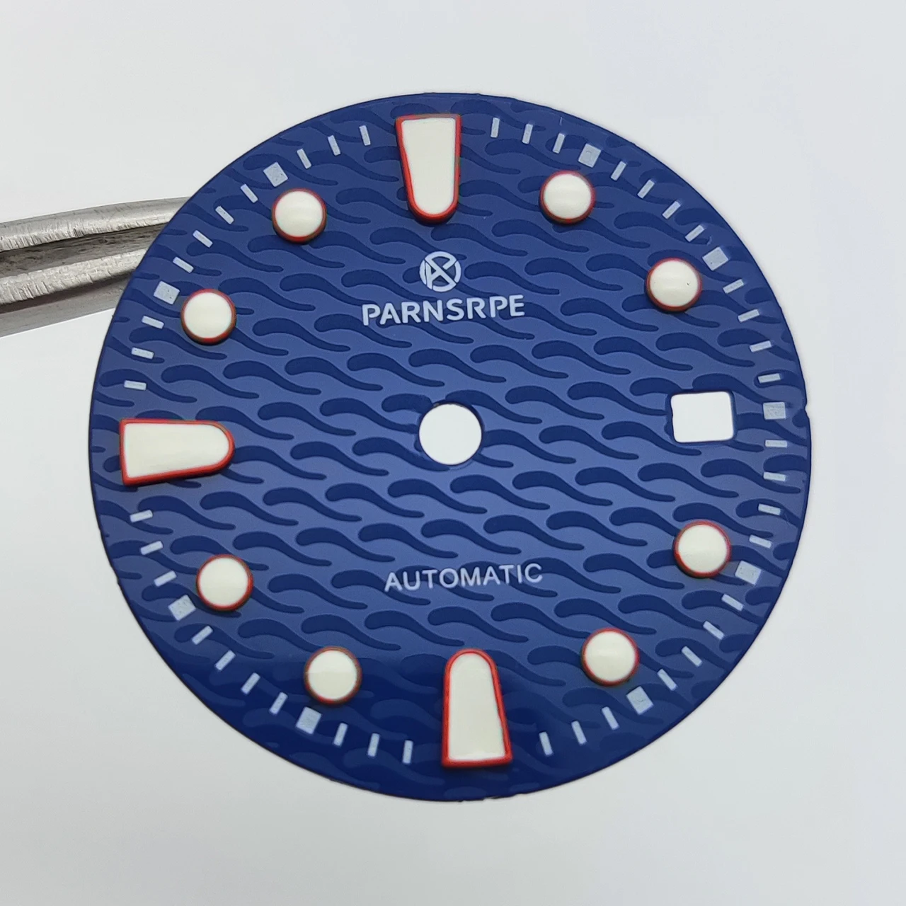 29mm Wave Pattern Luminous Watch Dial with Logo, Stainless Steel Date at 3 Fit DG2813 ETA 2836, Hot Sale DIY Mod Replacement