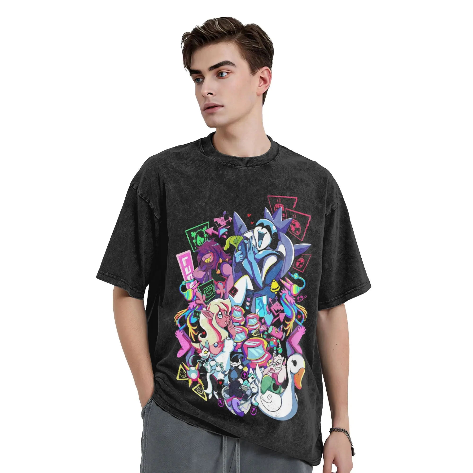 DELTARUNE Chapter T Shirts Washed 100% Cotton Oversize T-Shirt  Vintage for Men Women Tops Streetwear Summer Tees