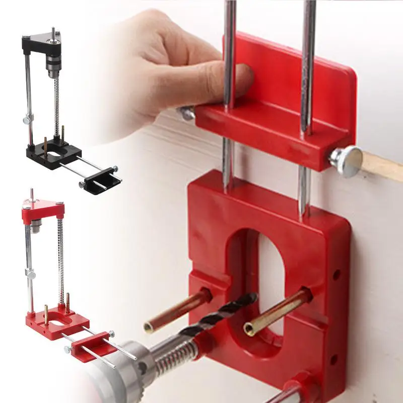 Woodworking Drill Locator Drilling Jig Punch Locator Holder Drill Guide Fixture with Scale Precise Positioner Woodworking Tool