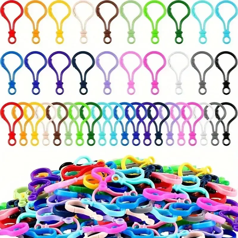 50pcs Plastic Lobster Clasp, Colorful Lanyard Clip And Hook Clasp, Mixed Color, Plastic Keychain Clip For DIY Key Ring