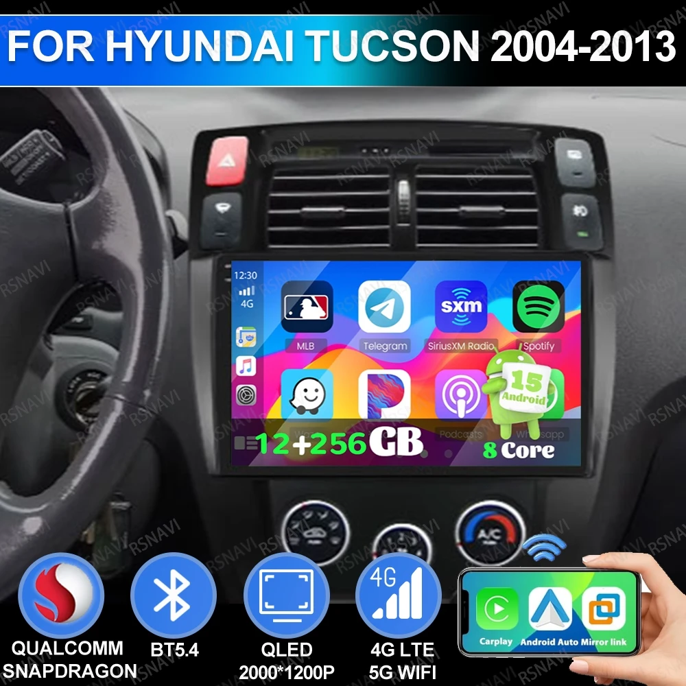 

Android 15 For Hyundai Tucson 2004-2013 Car Radio Viedo Player 5G WIFI Navigation BT Multimedia 4G LTE DSP AUTO GPS Head Unit