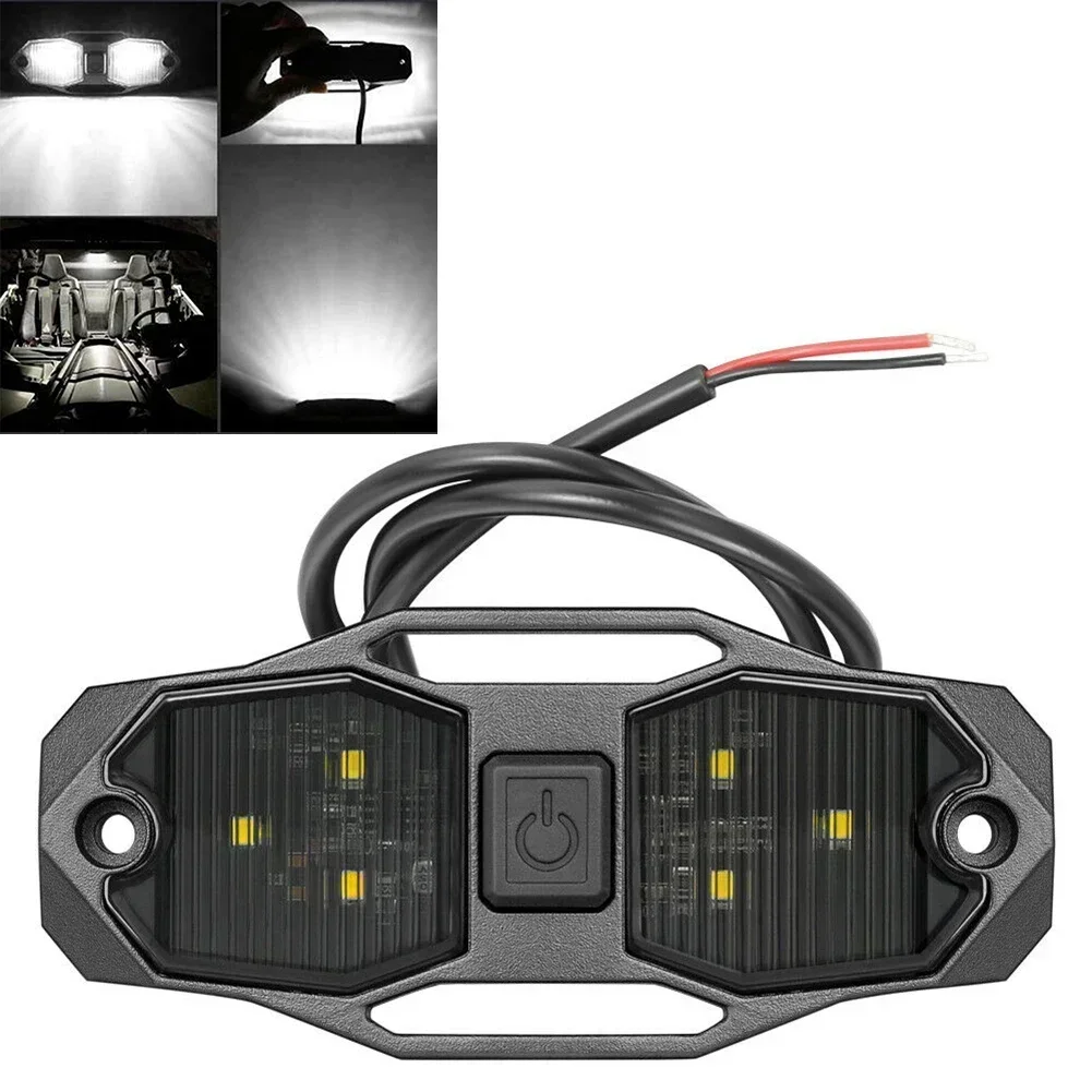 12v White Roll Bar Mount LED Dome Light Rock Light With Switch For Polaris RZR UTV/ATV 4WD Replace Car Accessories 4.2x1.9inch