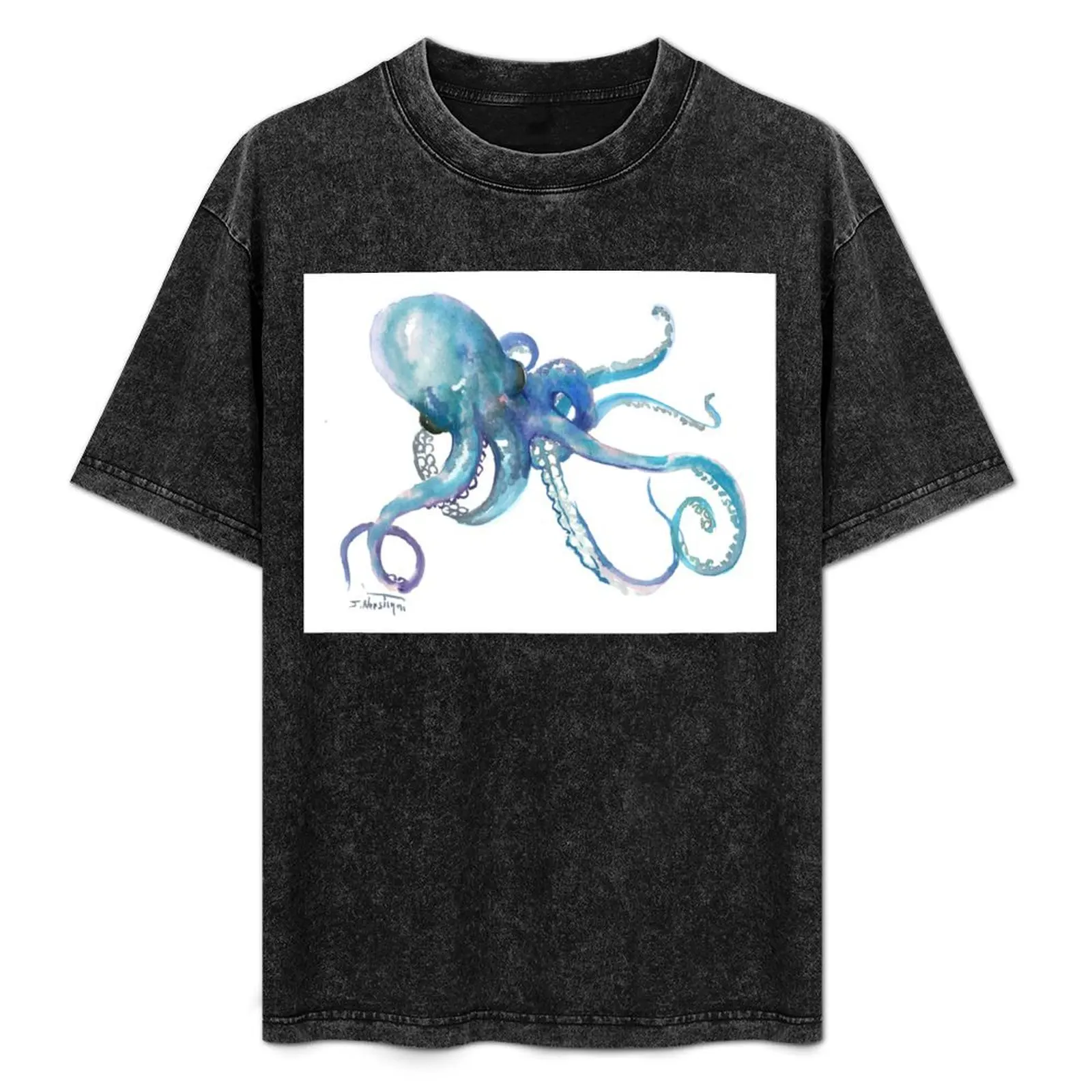 

Octopus. Blue OCtopus design T-Shirt Casual Streetwear Short Sleeve Tee