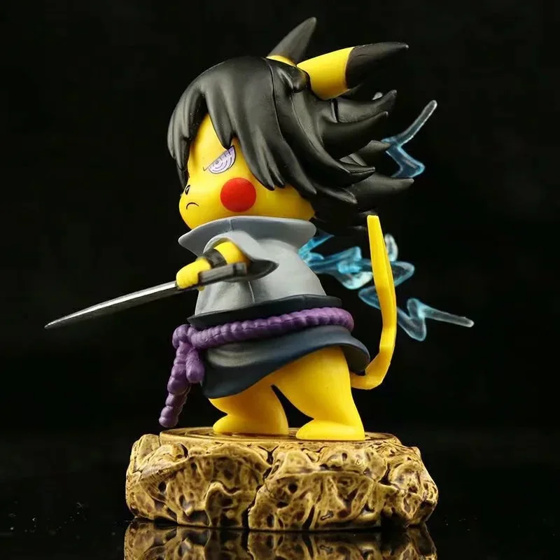 10cm Anime Character Pikachu Cosplay Uchiha Sasuke Action Figure PVC Statue Collection Decoration Model Toy Gift Ornaments