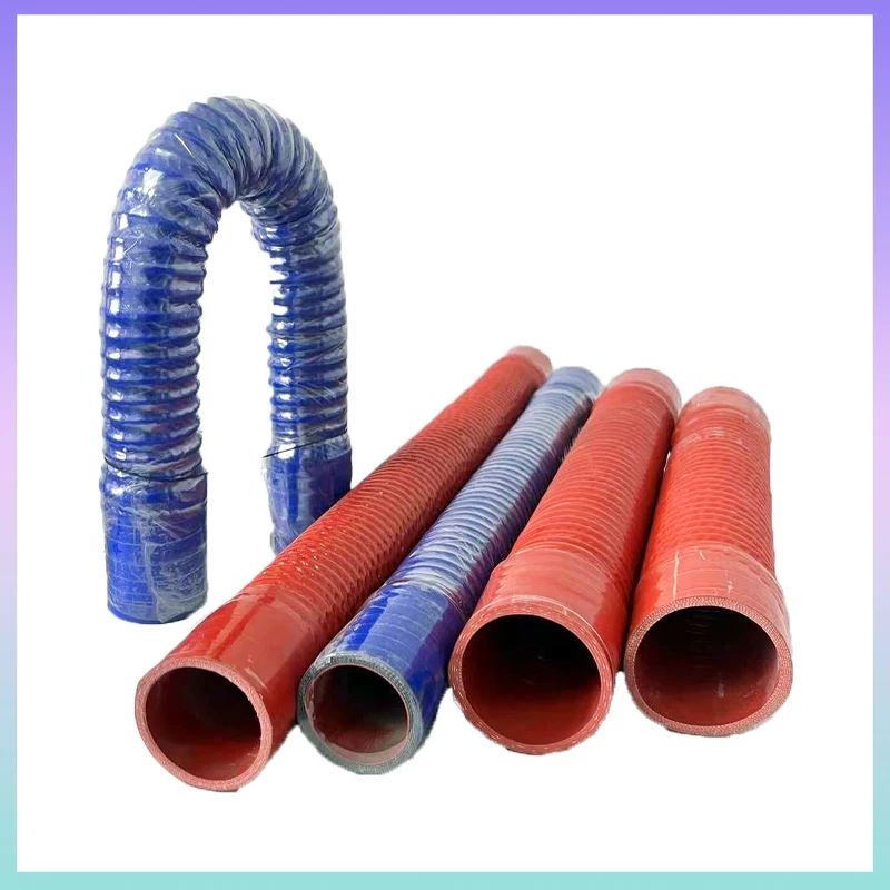 ID25-50mmRed,Blue Length300-600mmSteel Wire Silicone Corrugated Pipe Steel Wire Silicone Rice PipeReinforced Universal High Temp