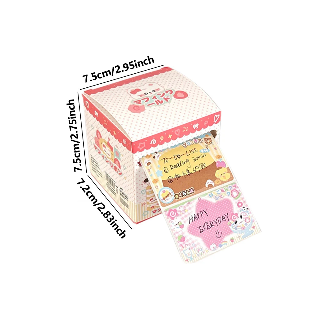 Kawaii Pull-Out Sticky Note Set Contains 256 Sheets with 8 Patterns INS Style Notepad Roll School Stationery Supplies