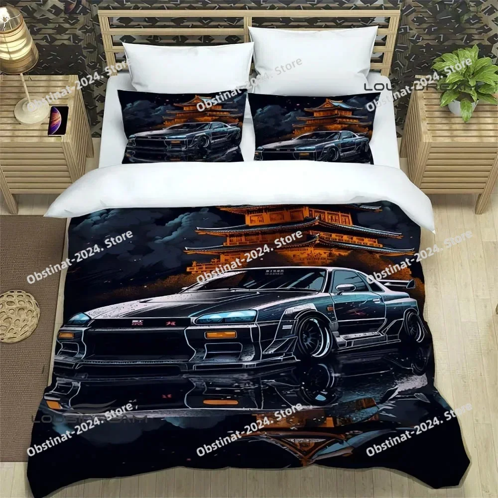 

GTR racing retro printed Printed Bed Set Duvet Cover Pillowcase Bedding Set Bed Linen Sheet Quilt Cover Full Queen King Size