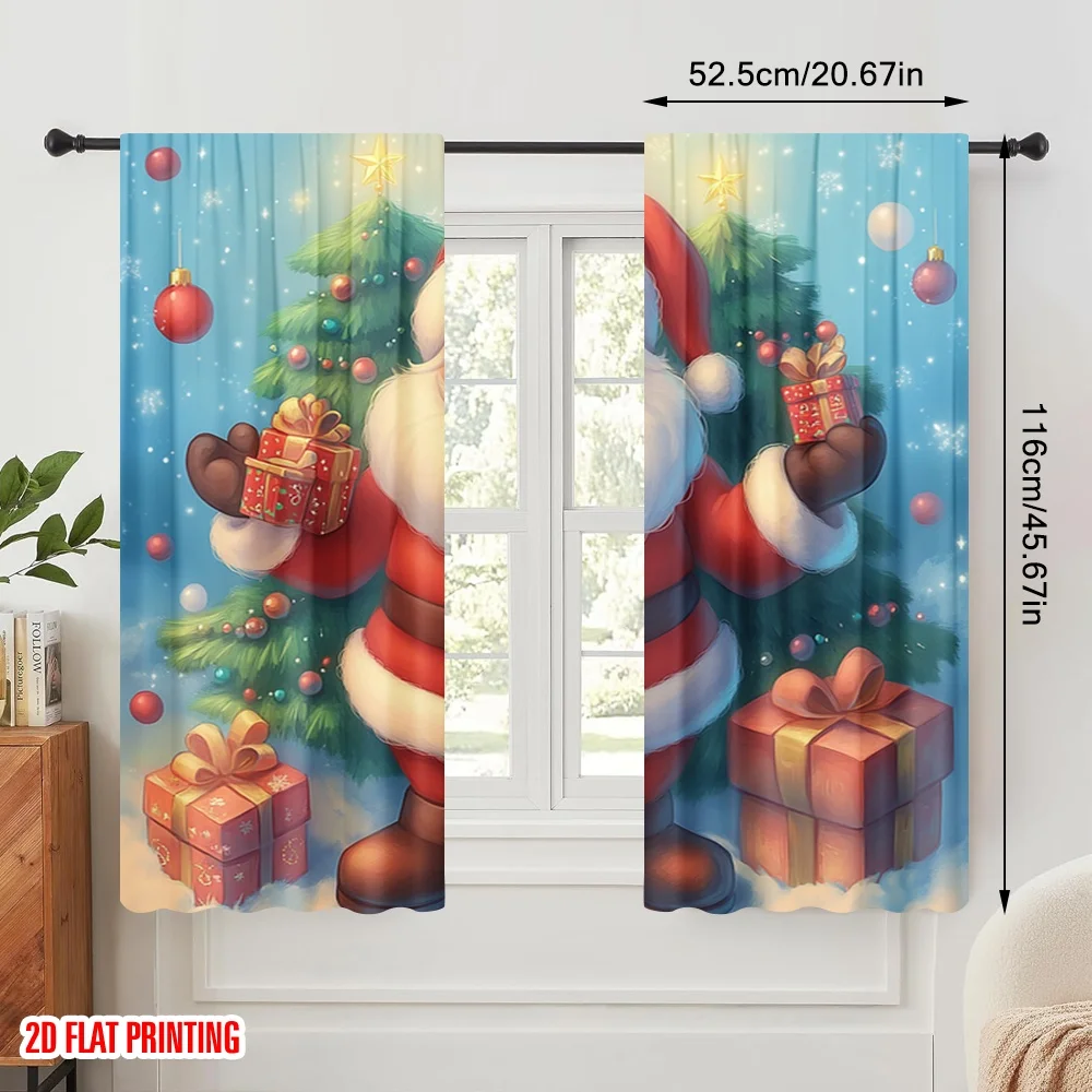 2 قطعة ، 2D الطائرة الطباعة الستائر الشعبية لطيف سانتا كلوز عيد الميلاد عطلة الموسم البوليستر (بدون قضيب) الزينة في الهواء الطلق