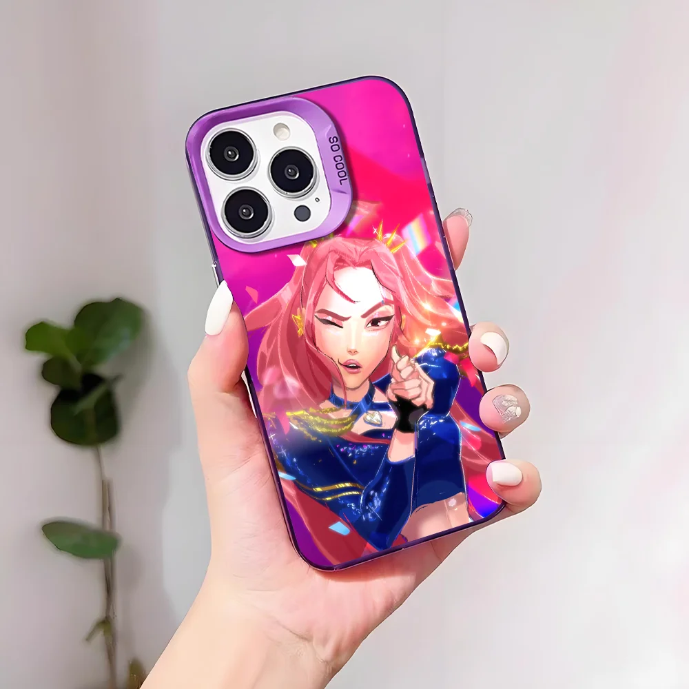 Filme kpop d-demon caçadores caso de telefone para iphone 17 16 15 14 13 12 11 pro max plus mini imd cor prata escudo