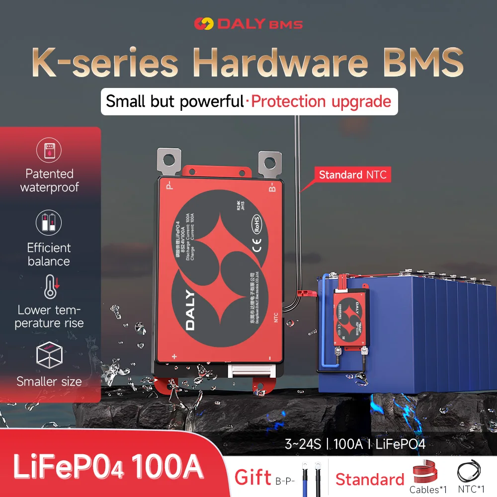 DALY BMS18650 NTC 10S 36V 13S 48V 12V 16S 48V 100A Li-ion LIFEPO4 Battery with Balance Low High Temperature Cut Off Protection