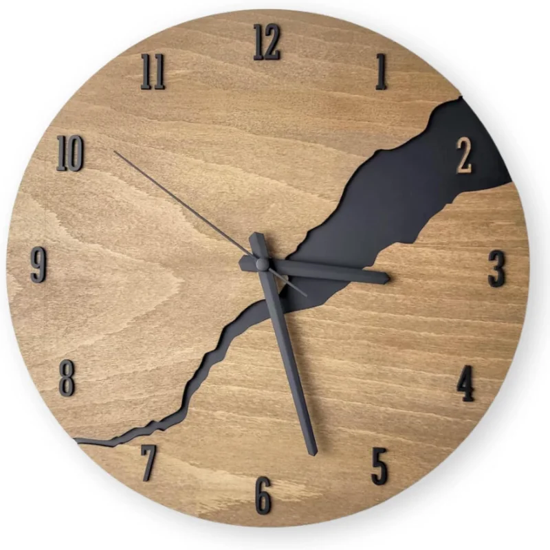 

Wall clock in wood look, modern without ticking noises and silent, unusual wall clock with quartz movement for living room, offi