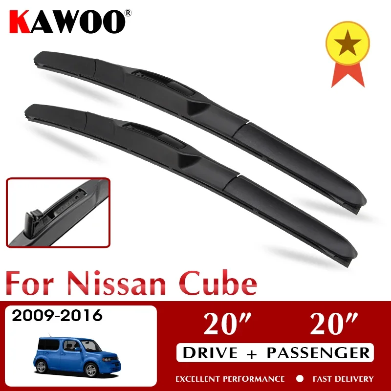 

KAWOO Wiper Front Car Wiper Blade For Nissan Cube 2009-2016 Windshield Windscreen Front Window Accessories 20"+20" LHD RHD