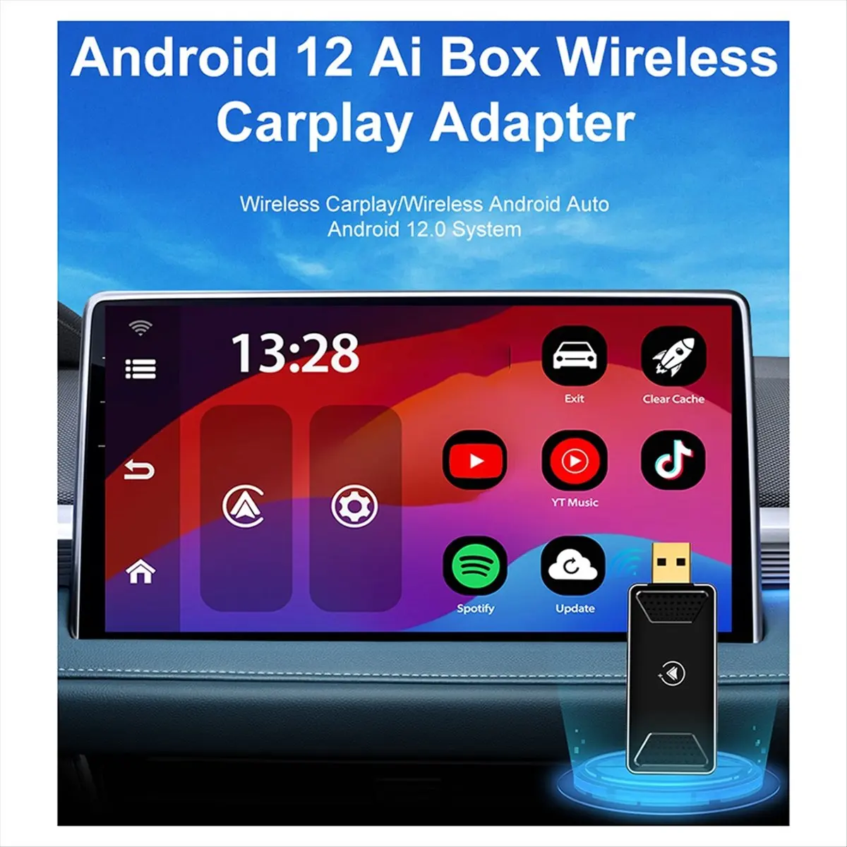CH◆☆§Android 12 Carplay AI Box Wireless Carplay Adapter Android Auto for ~HOT SALE