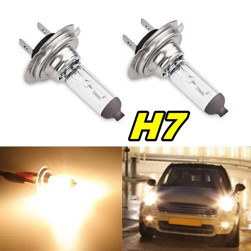 H7 12V55W White Clear Quartz Glass Car Lights Px26d Headlight Auto Halogen Bulbs Wholesale High and Low Lights Wholesale 10PCS