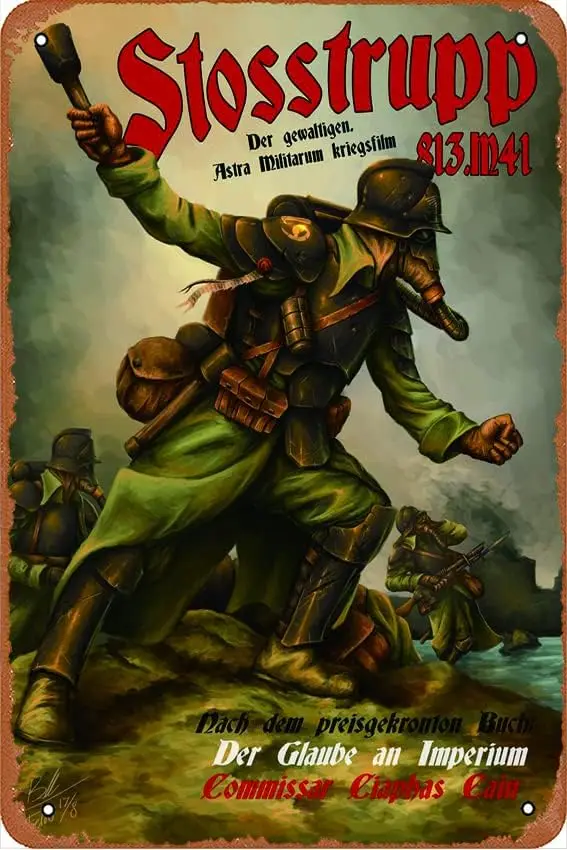 HD Tin Sign Stosstrupp Astra Militarum Vintage Retro Metal Tin Sign for Warhammer 40k Fan Wall Decor