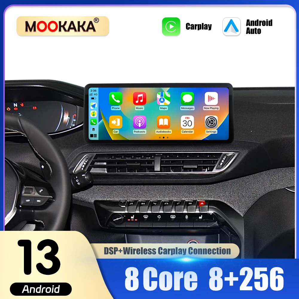 12.3 inch Screen For Peugeot 4008 2016 2017- 2022 Android 13 Car Radio Automotive Multimedia Stereo Player GPS Navi Head Unit