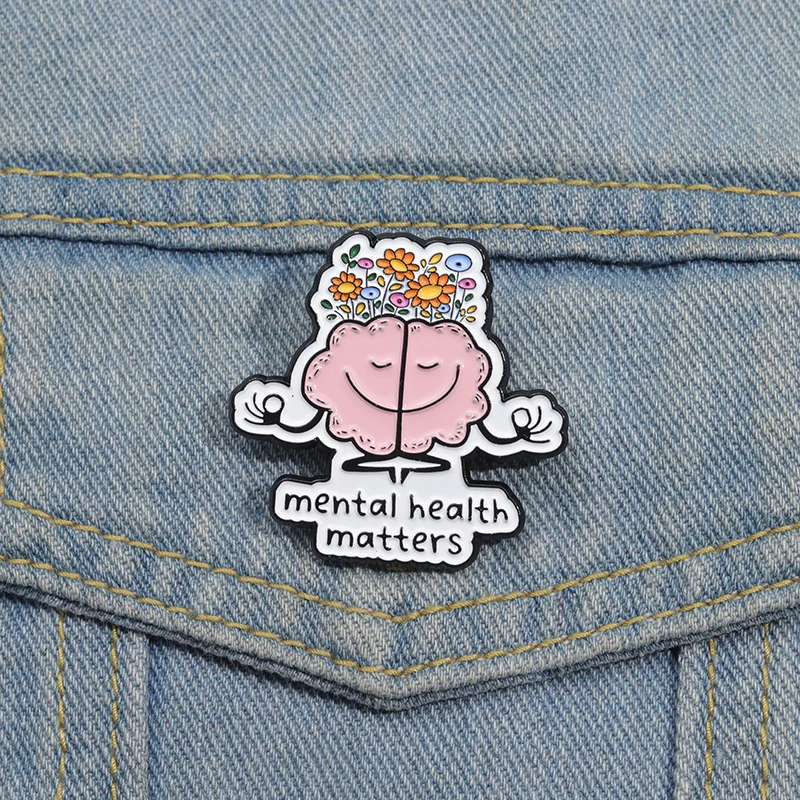 Mental Health Matters Enamel Pins Creative Brain Attention To Mental Health Metal Brooch Lapel Badge Backpack Jewelry For Kid