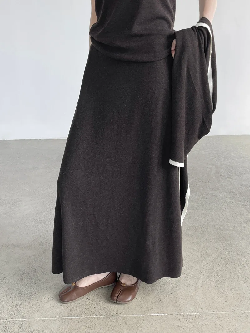 Taochuan Cao Knitted A-Line  Skirt Korean Style plus Size Loose Fit Autumn New Arrival Women's Fashion Skirts