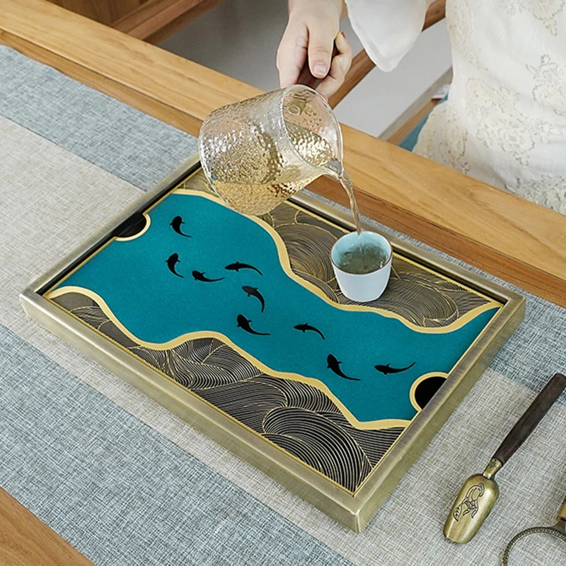 Modern Metal Tea Tray Creatcive Storage Handmade Tea Tray Chinese Style Afternoon Puerh Plateau Decoratif Coffeeware Teaware