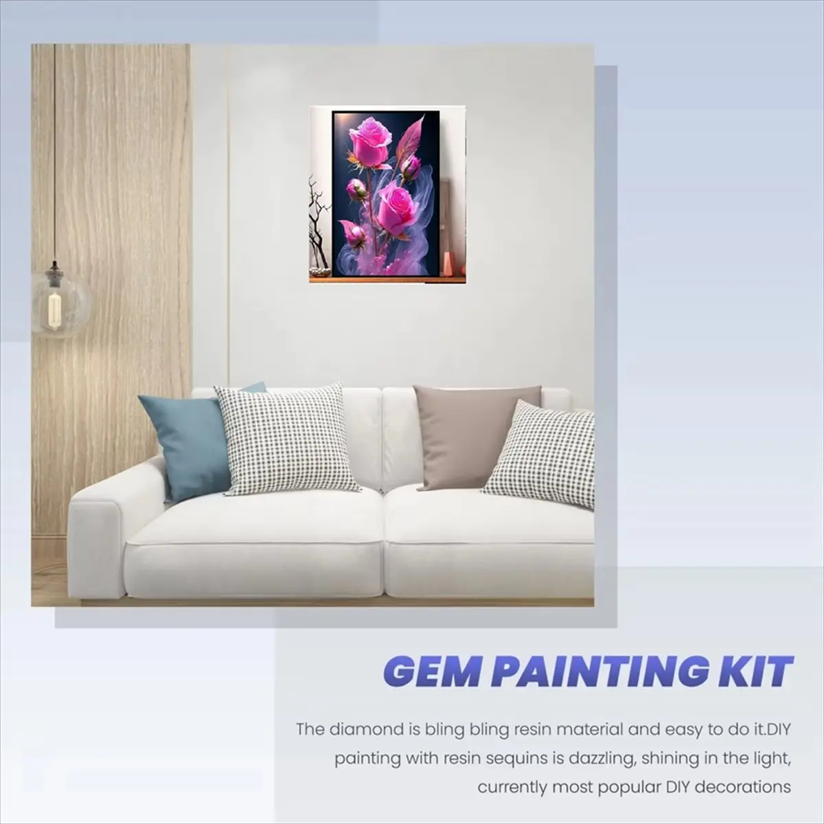 2026 Trend Paint with Embroidery Painting Full Round Picture of Rhinestone Rose Decor, (30 X 40cm)Without Frame C
