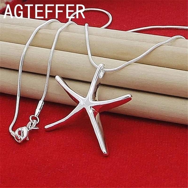 

wholesale 40-75cm 925 Sterling silver Charms necklace Star Starfish jewelry fashion cute chain women lady wedding