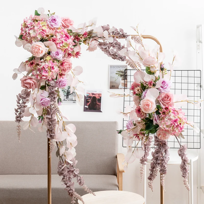 Pink Luxury Wedding Artificial Flower Wall Decoration DIY Combination Arch Flower Row Valentine's Day Dining Room Arrangement