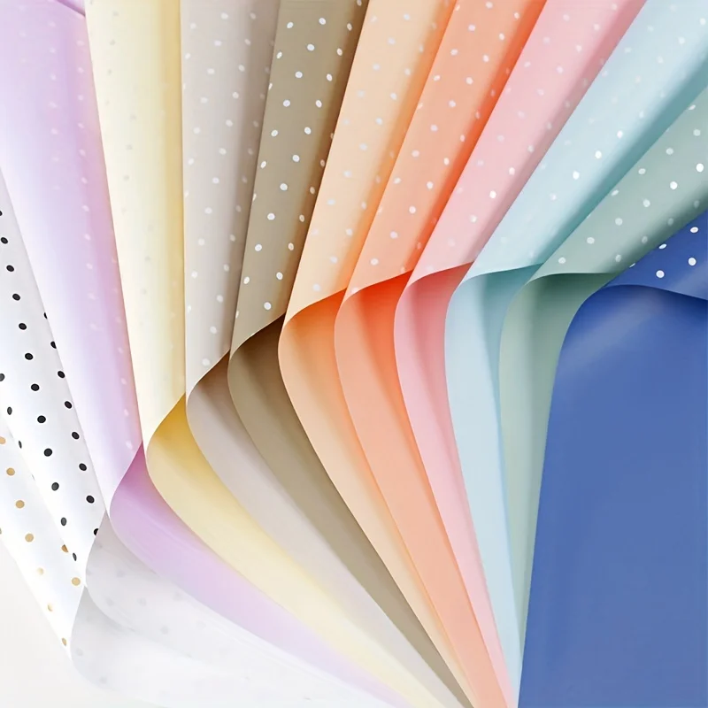 5 pieces of polka dot Ouya paper waterproof opp flower wrapping paper, diy gift bouquet, flower shop floral art packaging materi
