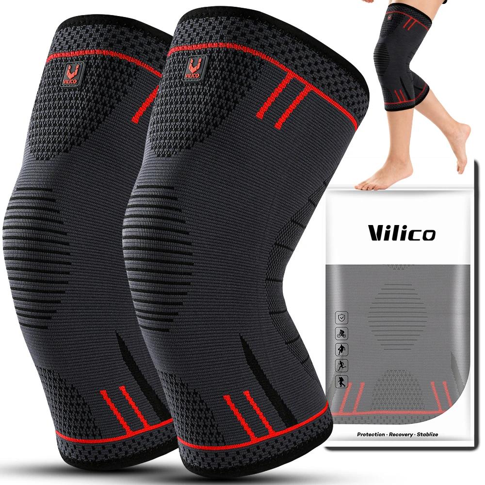 Kompressions-Kniebandage Elastische Knieschoner Stütze Federn Fitnessstudio Sport-Protektor Basketball Volleyball Laufen