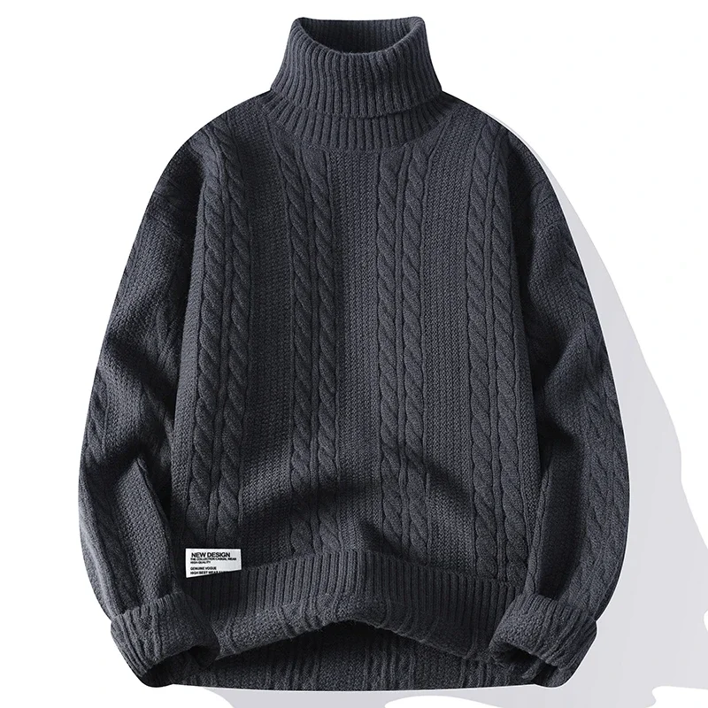 2024 Autumn New Sweater Mens High End Soft Warm Knitted Pullover Men Twist Sweaters Winter Fashion Casual Turtleneck Male Jumper