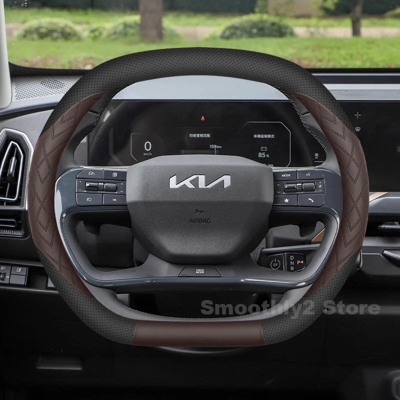 Leather Car Steering Wheel Cover For KIA EV5 2025 EV9 2026 Non-slip Covers For Covers Auto interior Kia EV5 Accessories 2026 6