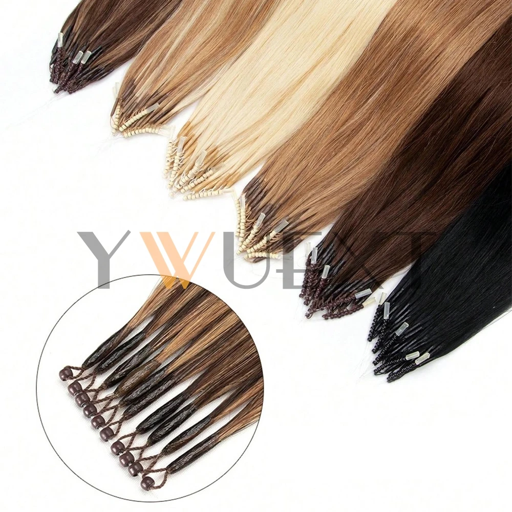 8D Natural Hair Extensions Human Hair 12''-22'' Micro Ring Blonde Micro Link Hair Loop Extension Nano Ring Hair 30g/pack 50pcs