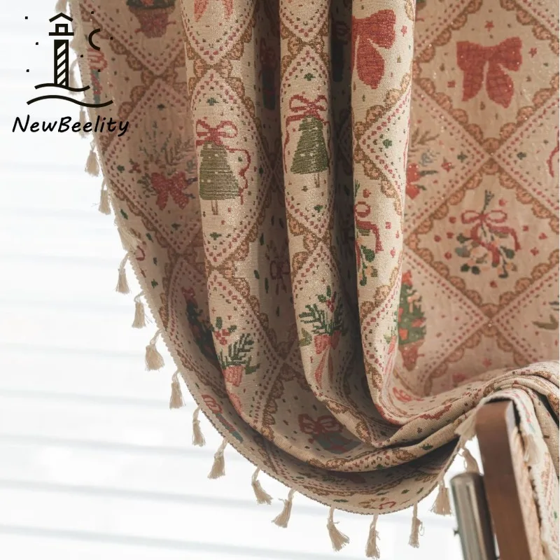 

Рождественское платье, жаккардовые шторы с бантом для гостиной, столовой, спальни, полузастежки, украшение индивидуального размера, кухонная перегородка 커텐