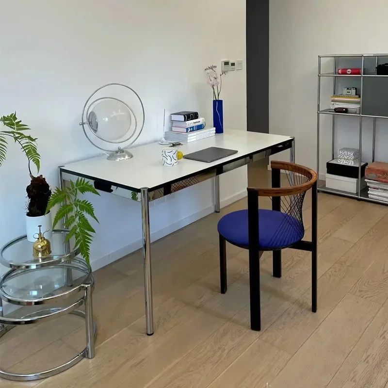 Stainless steel mesh red computer desk, antique Bauhaus desk, household USM conference table, minimalist modern writing desk