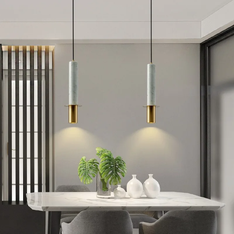 Nordic simple light luxury marble single-headed small chandelier personalized restaurant front desk bar bedroom bedside wrought
