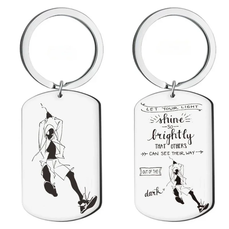 Weird Dance Keychain Cartoon Pattern Design Inspirational Anime Double Sided Steel Plaque Customized Party Carnival Fun Pendant