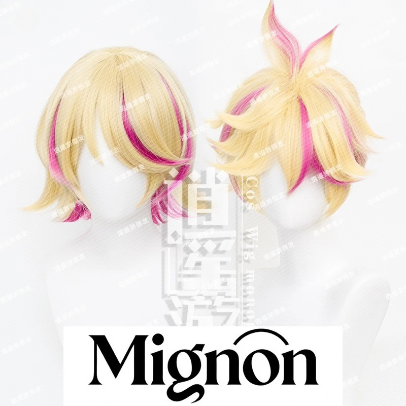 

Muse Dash Kagamine Twins, парик для косплея, завязанные волосы, имитация кожи головы, подарок на Хэллоуин