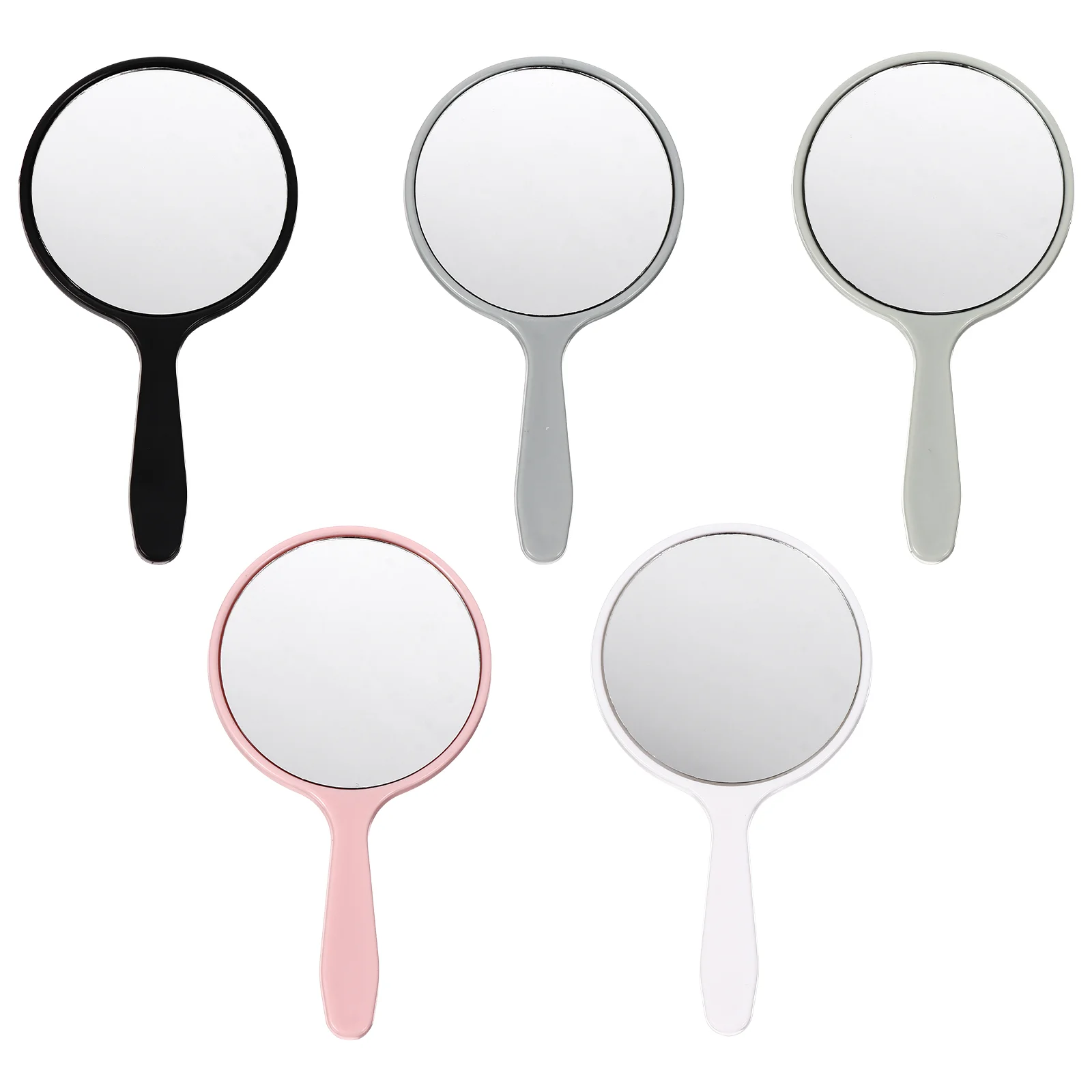 

5 Pcs Handheld Makeup Mirrors ABS Compact Salon Vanity Mirrors for Home Travel Safe Round Shape Fits