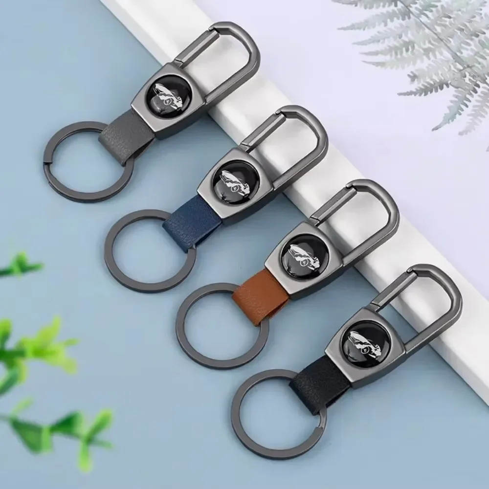 Custom Logo Name Leather Wear Keychain for Men Woman Prevent Loss Creative Metal Simplicity Keyring Car Moto Key Chain Ring Gift