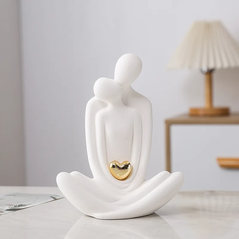 Yoga couple ceramic ornament Couple Figurines Ceramic Statue Hugging Lovers Tabletop Ornament White porcelain Decoration Crafts